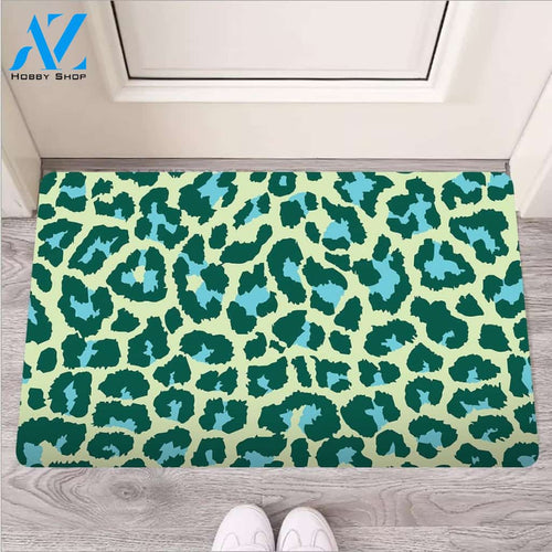 Green Cheetah Door Mat