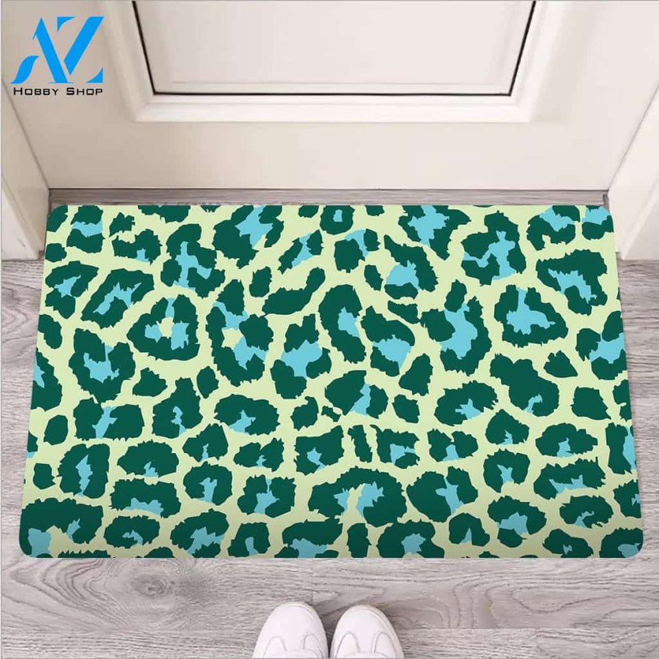 Green Cheetah Door Mat