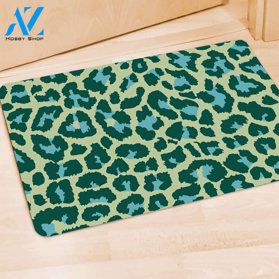 Green Cheetah Door Mat