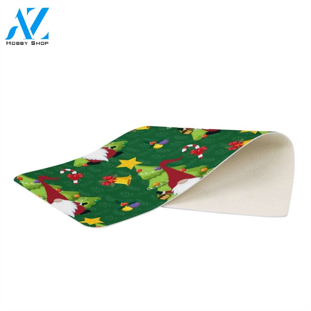 Green Christmas Gnome Rectangular Doormat