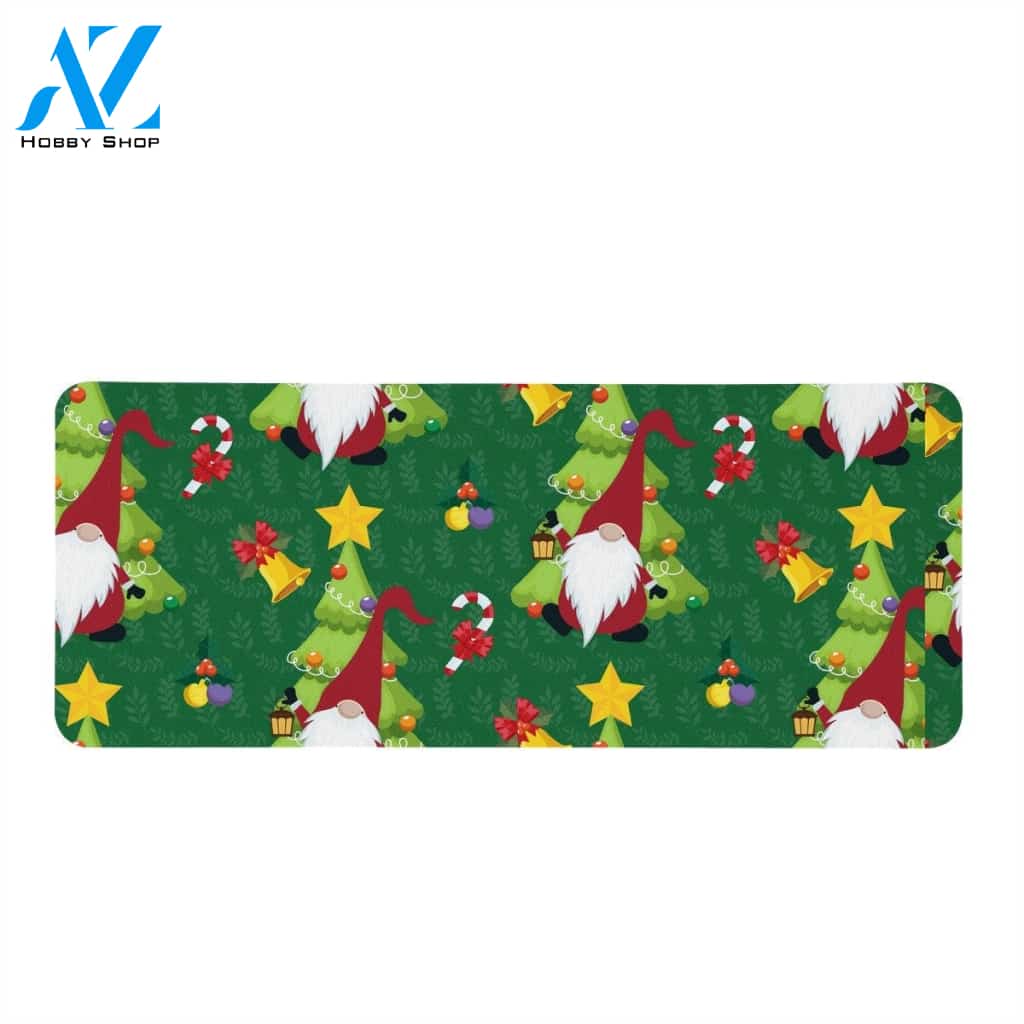Green Christmas Gnome Rectangular Doormat