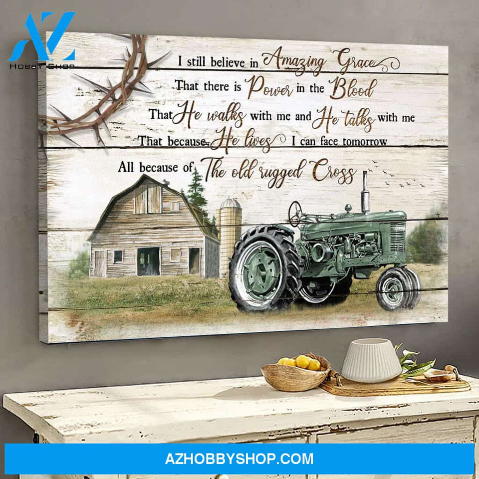 Green electric tricycle - I still believe in amazing grace - Jesus Landscape Canvas Prints - Wall Art