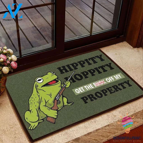 Green Frog Hippity Hopity Get Off My Property Doormat NHD