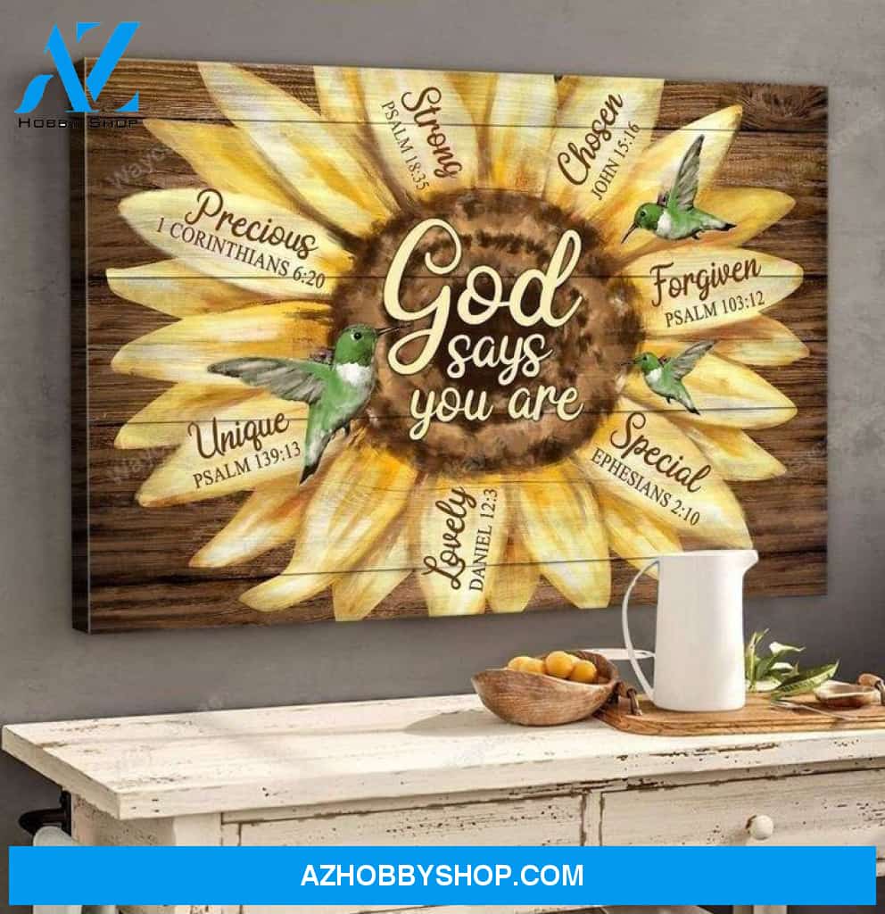 Green hummingbird - God says you are Jesus Landscape Canvas Prints - Wall Art