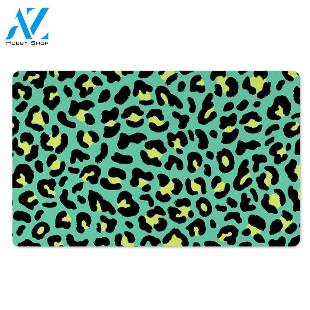 Green Leopard Door Mat