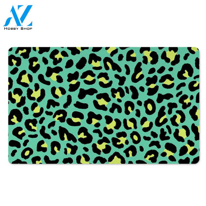 Green Leopard Door Mat