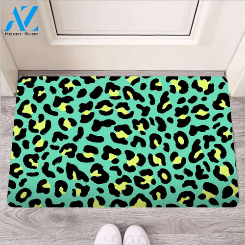 Green Leopard Door Mat