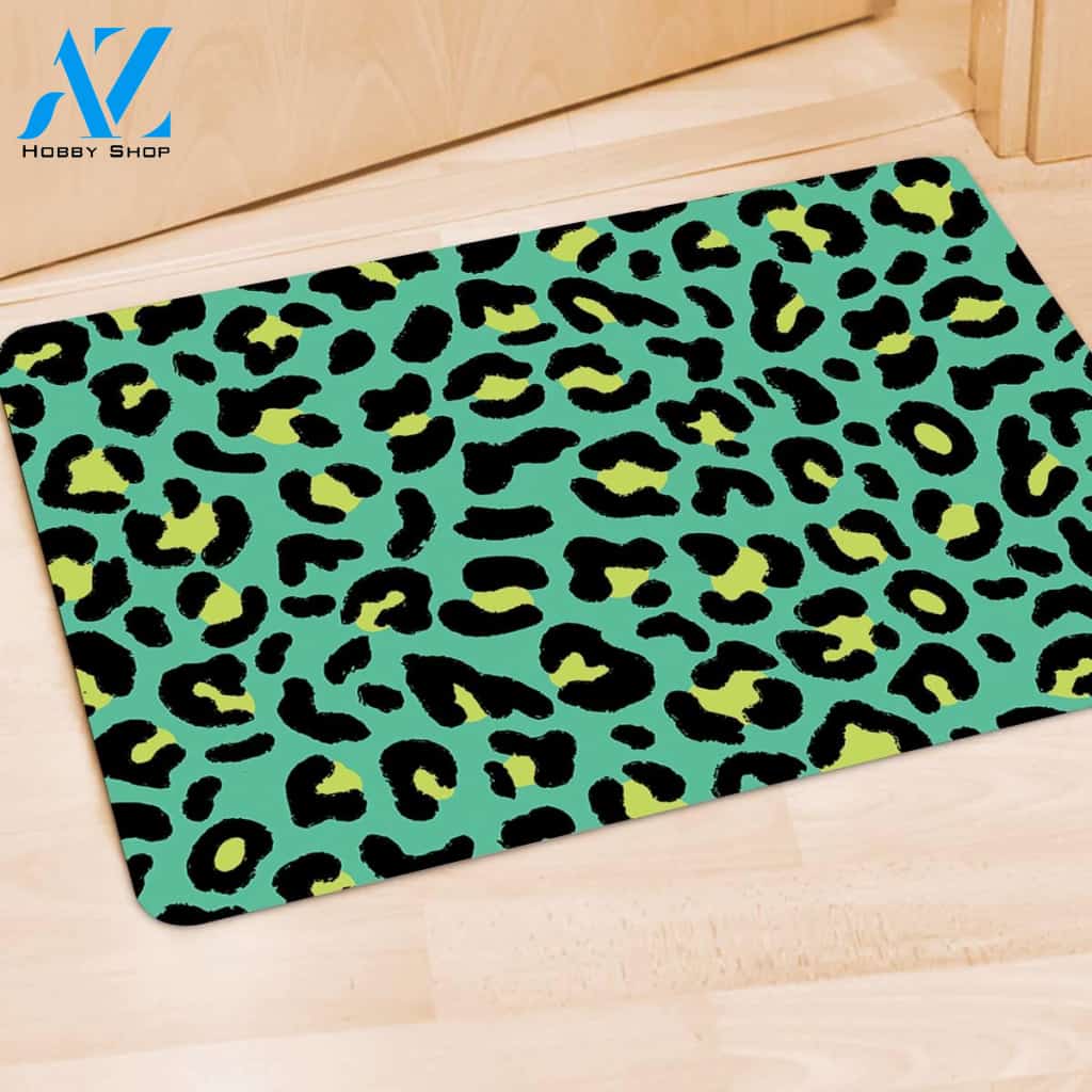Green Leopard Door Mat