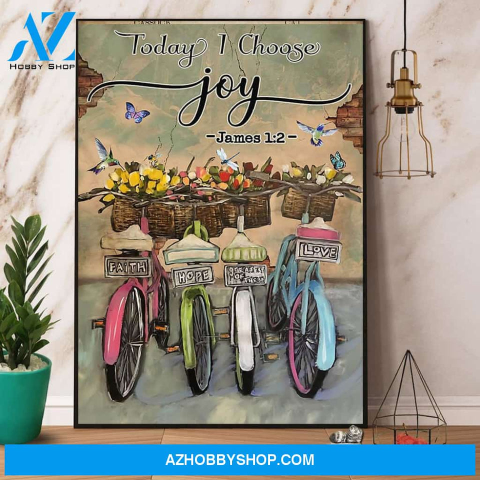 Green Pallet Bicycle Today I Choose Joy Canvas Poster Wall Art Prints, Farmhouse Decor