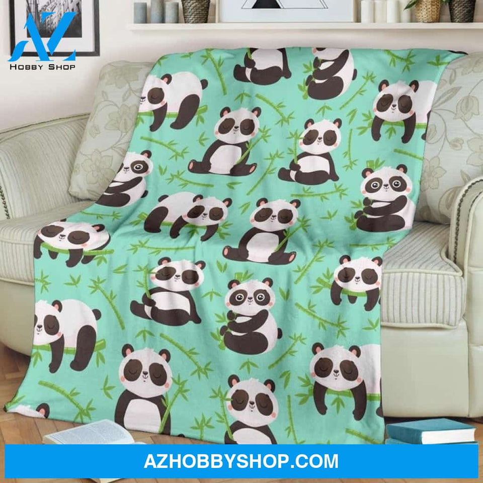 Green Panda Fleece Blanket Gift For Family Friend Panda Lover Home Decor Bedding Couch Sofa Soft And Comfy Cozy