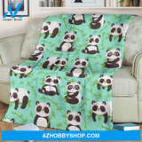 Green Panda Fleece Blanket Gift For Family Friend Panda Lover Home Decor Bedding Couch Sofa Soft And Comfy Cozy