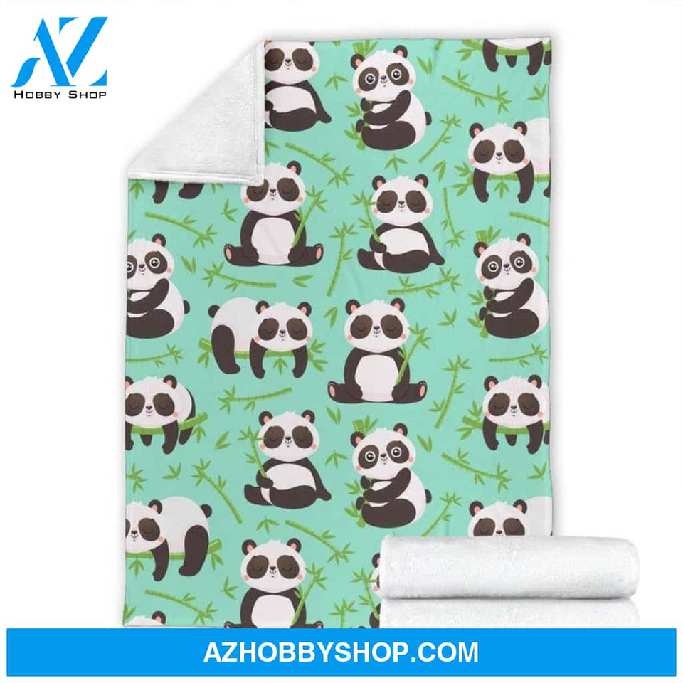 Green Panda Fleece Blanket Gift For Family Friend Panda Lover Home Decor Bedding Couch Sofa Soft And Comfy Cozy