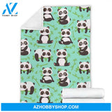 Green Panda Fleece Blanket Gift For Family Friend Panda Lover Home Decor Bedding Couch Sofa Soft And Comfy Cozy