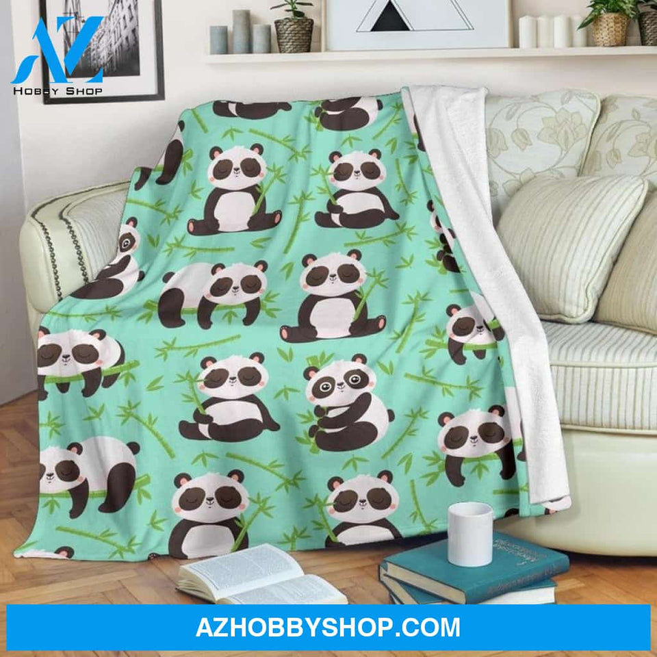 Green Panda Fleece Blanket Gift For Family Friend Panda Lover Home Decor Bedding Couch Sofa Soft And Comfy Cozy