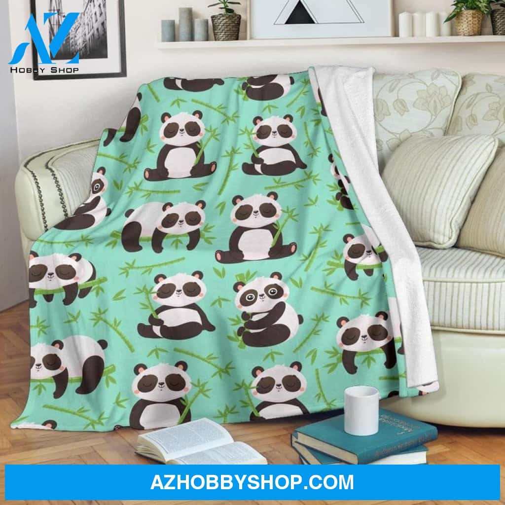 Green Panda Fleece Blanket Gift For Family Friend Panda Lover Home Decor Bedding Couch Sofa Soft And Comfy Cozy