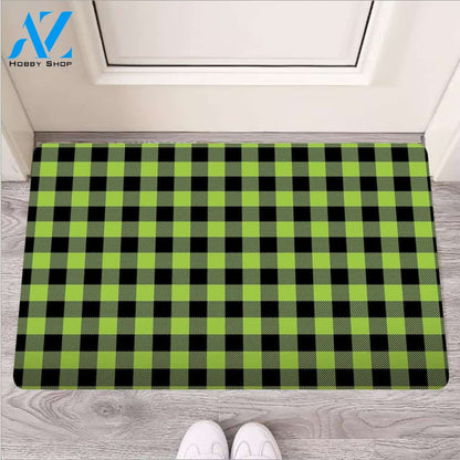 Green Plaid Door Mat