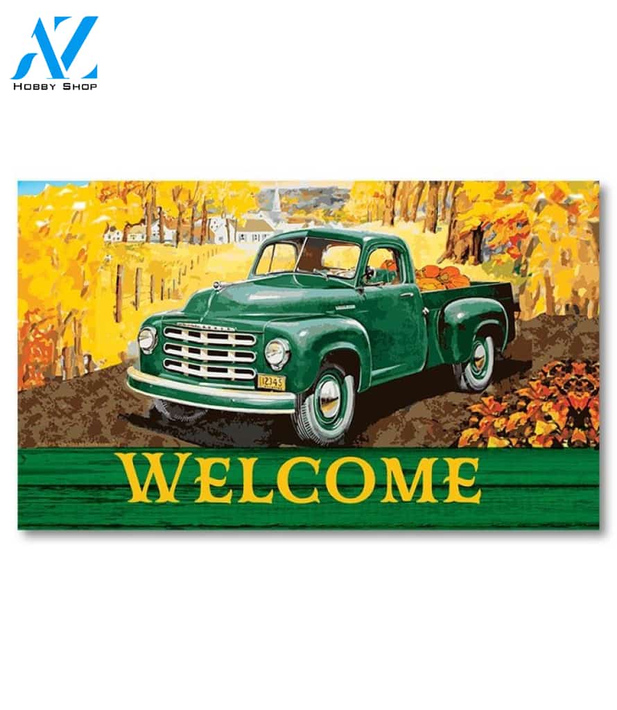 Green Truck Welcome Doormat - 18" x 30"