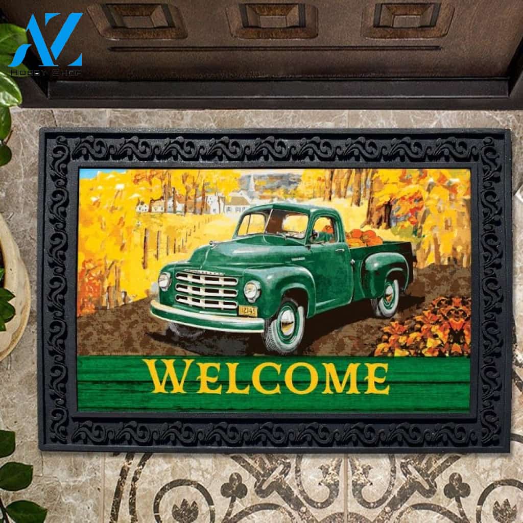 Green Truck Welcome Doormat - 18" x 30"