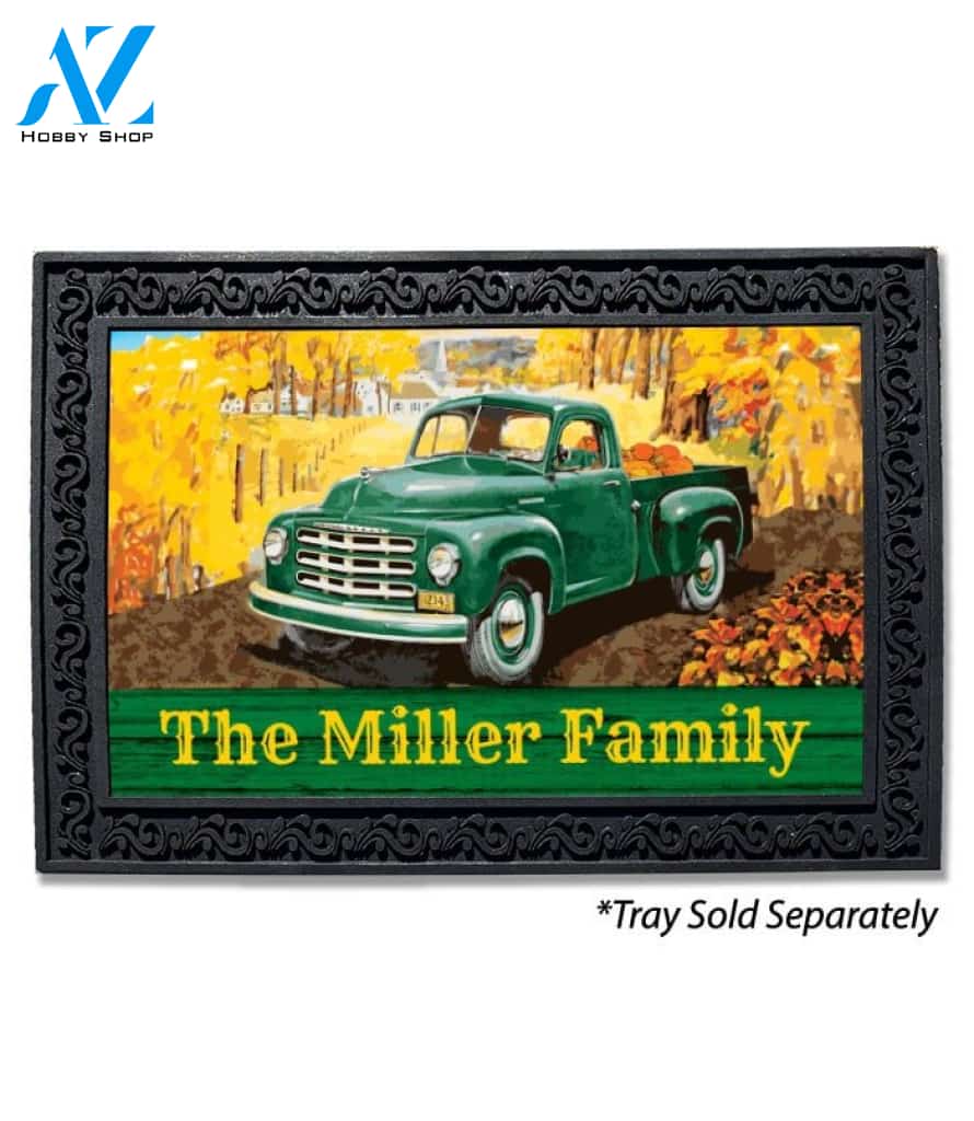 Green Truck Welcome Personalized Doormat - 18" x 30"