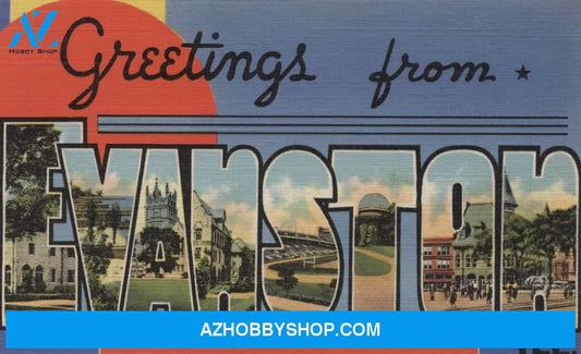 Greetings From Evanston Illinois Vintage Halftone