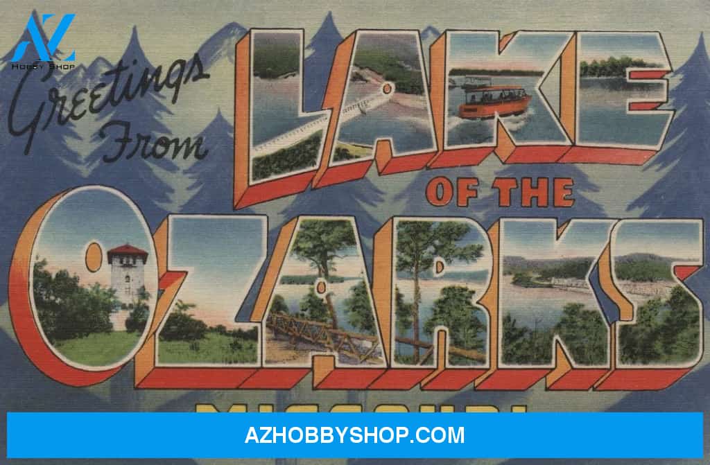 Greetings From Lake Of The Ozarks Missouri Vintage Halftone