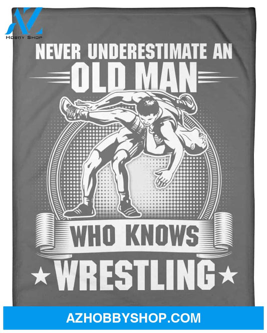 Grey Blanket Old Man Knows Wrestling Fleece Blanket Home Decor Bedding Couch Sofa Soft And Comfy Cozy Gift For Wrestling Lovers