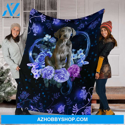 Grey Great Dane Premium Blanket Flower Fleece Blanket