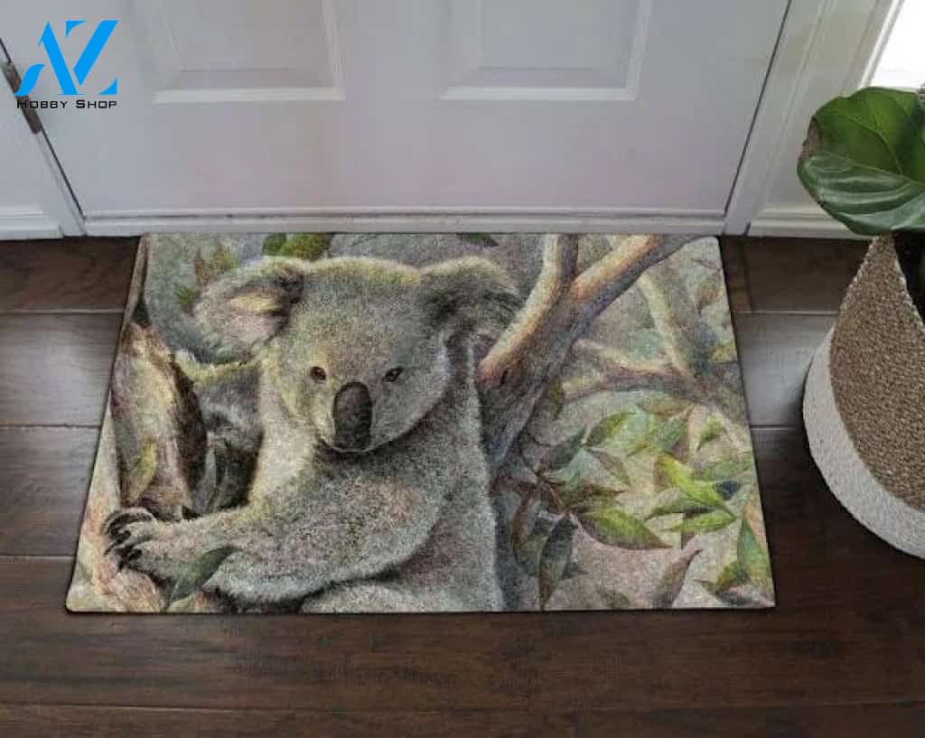 Grey Koala Doormat Indoor and Outdoor Mat Entrance Rug Sweet Home Decor Housewarming Gift Gift for Koala Lovers Wildlife Animals Lovers