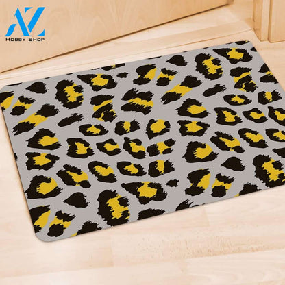 Grey Leopard Door Mat