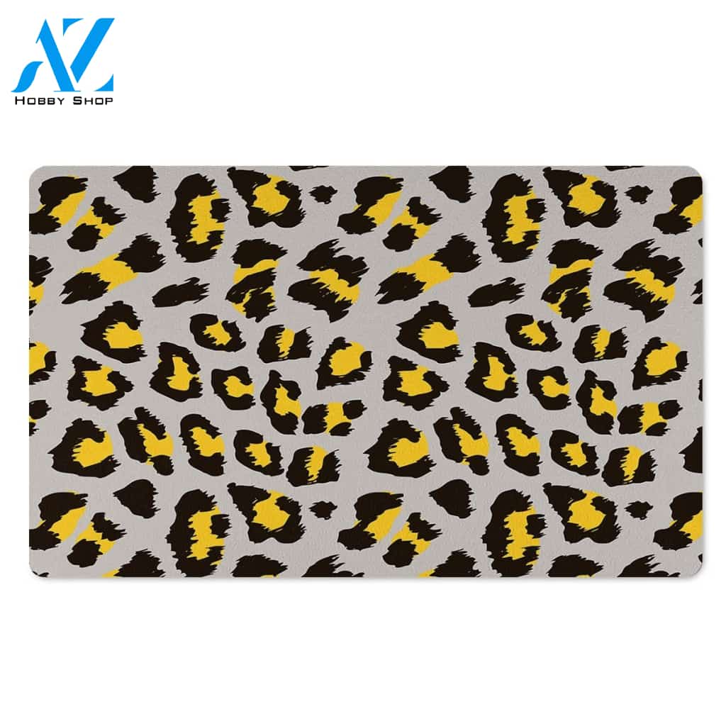 Grey Leopard Door Mat