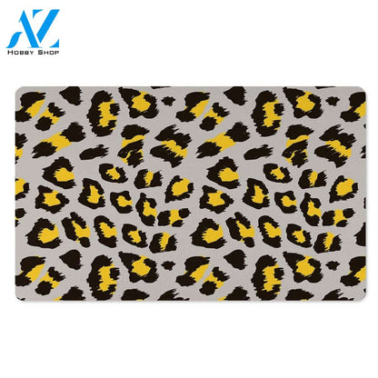 Grey Leopard Door Mat