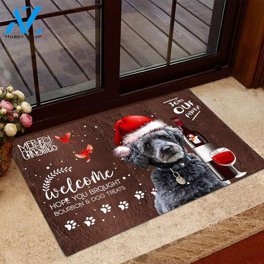 GREY Schnoodle Join Our Party Christmas Doormat