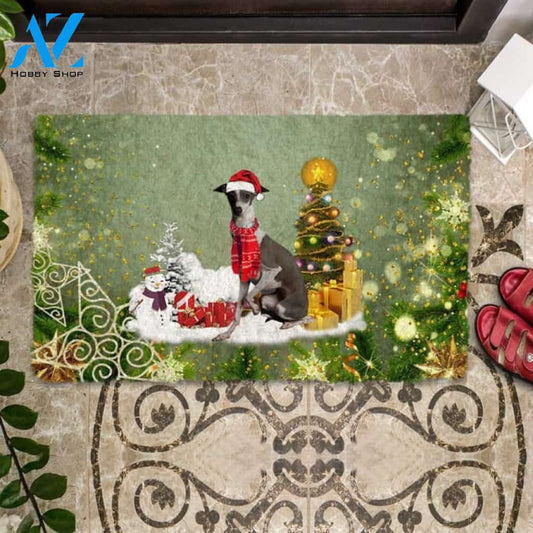 Greyhound 02 Merry Christmas Doormat