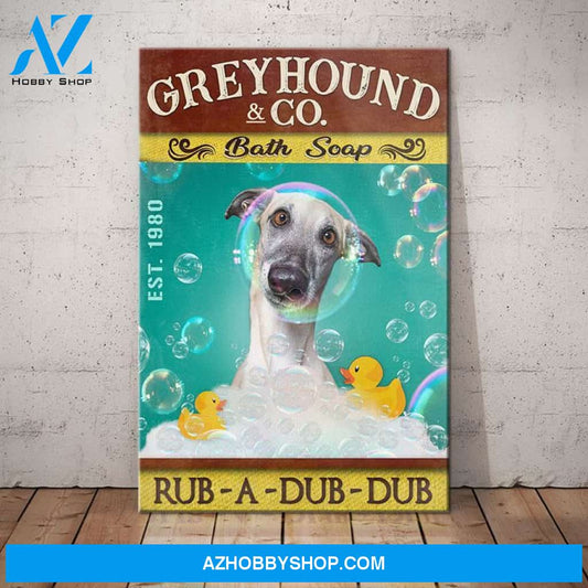 Greyhound Dog Bath Soap Company Canvas Wall Art, Wall Decor Visual Art