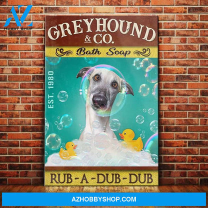 Greyhound Dog Bath Soap Company Canvas Wall Art, Wall Decor Visual Art