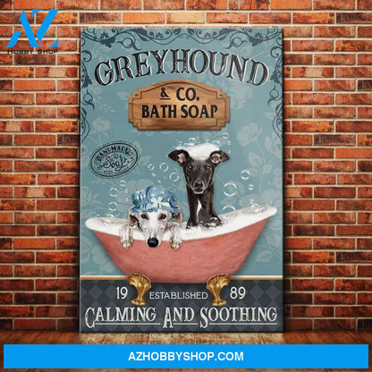 Greyhound Dog Bath Soap Company Canvas Wall Art, Wall Decor Visual Art