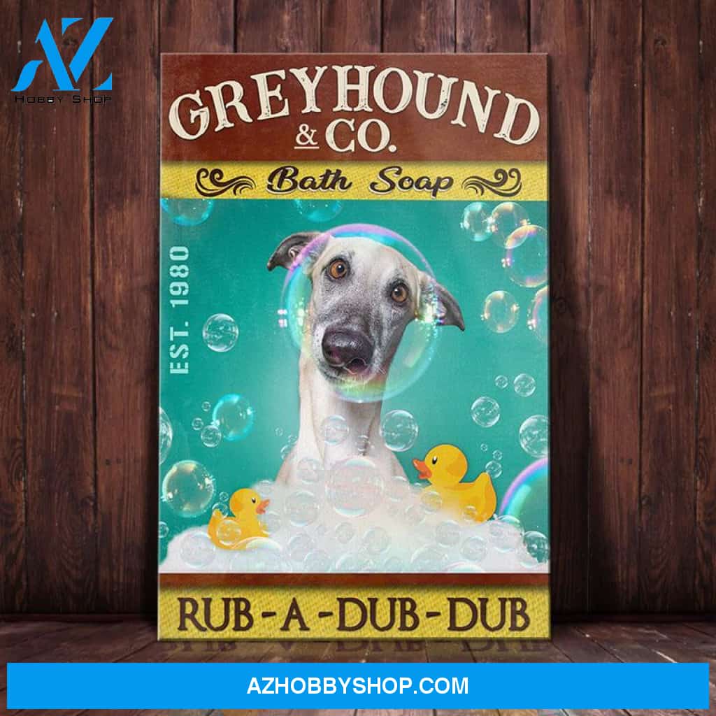 Greyhound Dog Bath Soap Company Canvas Wall Art, Wall Decor Visual Art