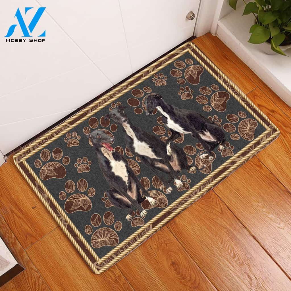 Greyhound Floral Paw - Dog Doormat Welcome Mat House Warming Gift Home Decor Gift for Dog Lovers Funny Doormat Gift Idea