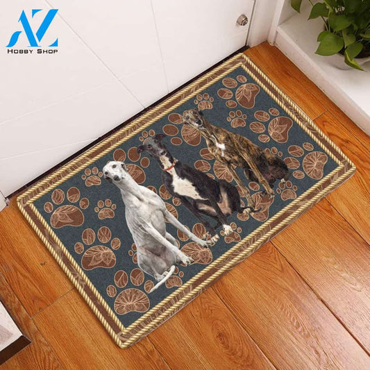 Greyhound Floral Paw Three Colors - Dog Doormat - Welcome Mat - Home Decor