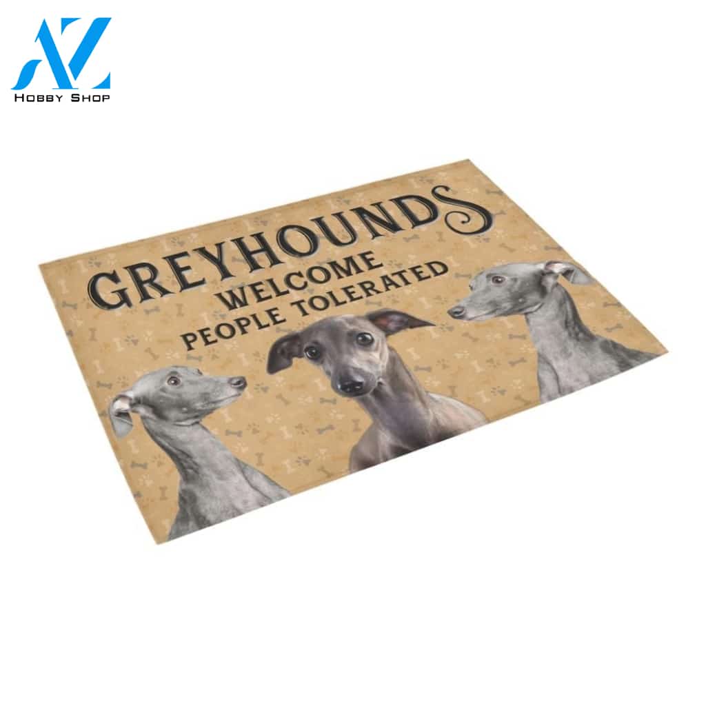 Greyhound Welcome People Tolerated Printed Doormat Home Decor