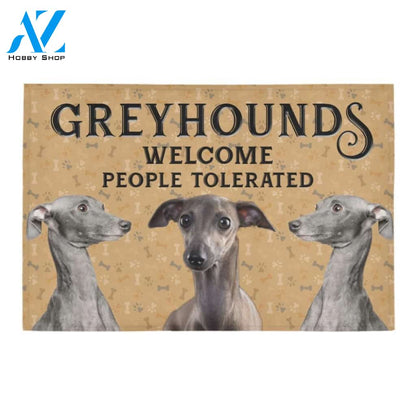 Greyhound Welcome People Tolerated Printed Doormat Home Decor