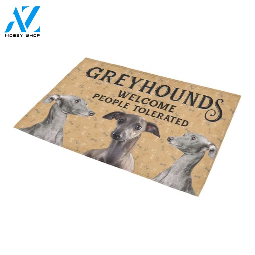 Greyhound Welcome People Tolerated Printed Doormat Home Decor