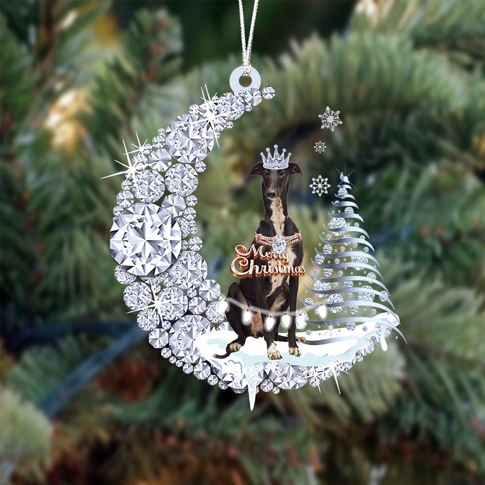 Greyhound Diamond Moon Merry Christmas Ornament Christmas Tree Hanging Ornament