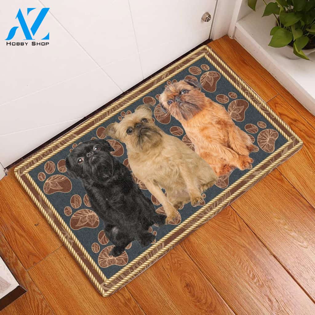 Griffon Bruxellois Flower Paw - Dog Doormat Welcome Mat House Warming Gift Home Decor Gift for Dog Lovers Funny Doormat Gift Idea