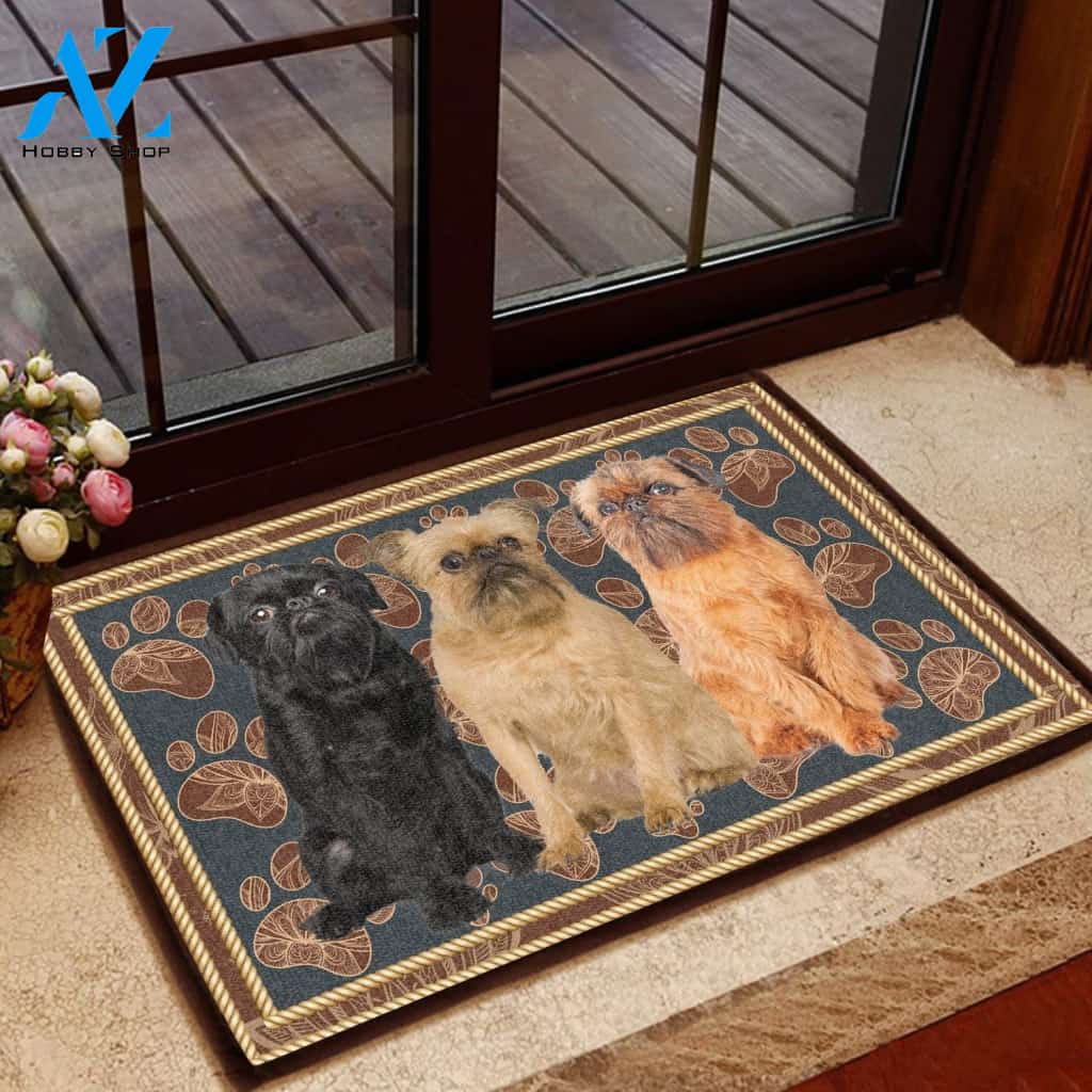 Griffon Bruxellois Flower Paw - Dog Doormat Welcome Mat House Warming Gift Home Decor Gift for Dog Lovers Funny Doormat Gift Idea