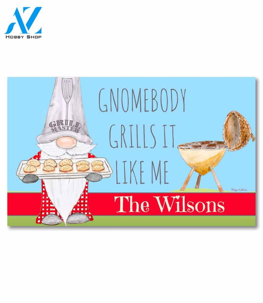 Grilling Gnome Personalized Doormat - 18" x 30"