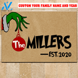 Grinch Doormat Customized Name And Year Christmas | Welcome Mat | House Warming Gift
