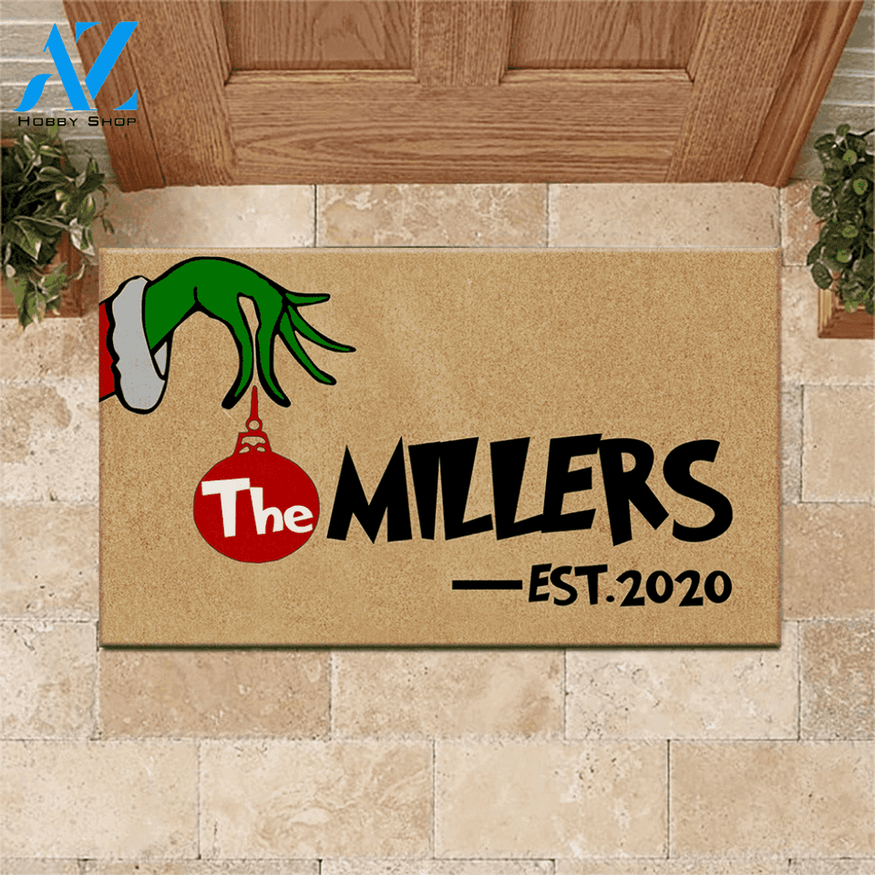 Grinch Doormat Customized Name And Year Christmas | Welcome Mat | House Warming Gift