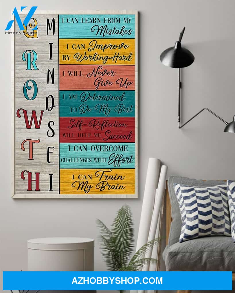 Teacher Classroom Canvas Growth Mindset, Student Wall Art Back to School Gift for Teacher