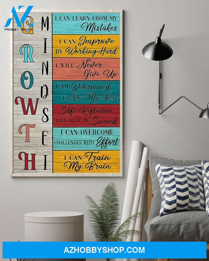 Teacher Classroom Canvas Growth Mindset, Student Wall Art Back to School Gift for Teacher